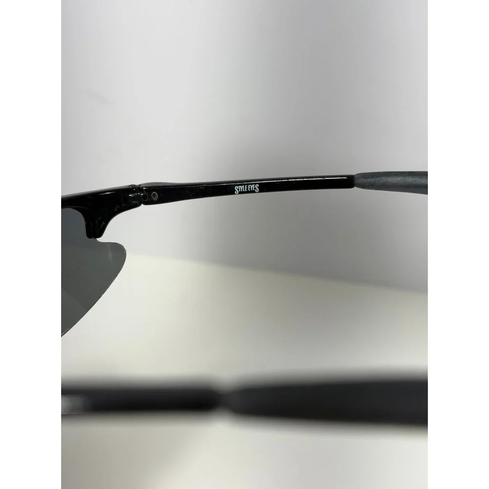Style Eyes Lowdown Polarized Sport Sunglasses Black Wrap Frame Gray Lens Y2k 90s